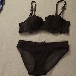 Black lace bra and panty set